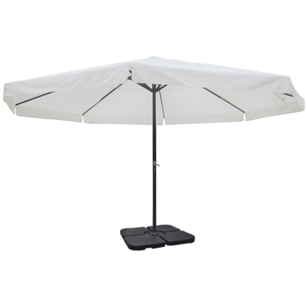 Sombrilla de jardín con base portátil aluminio blanco