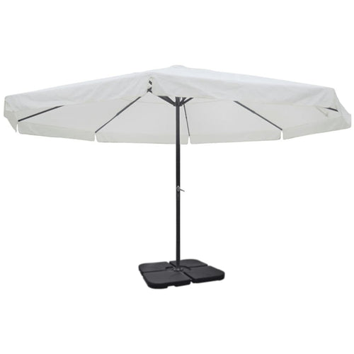 Sombrilla de jardín con base portátil aluminio blanco