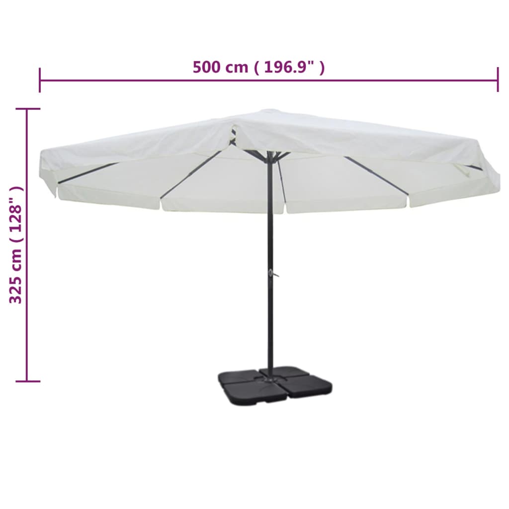 Sombrilla de jardín con base portátil aluminio blanco