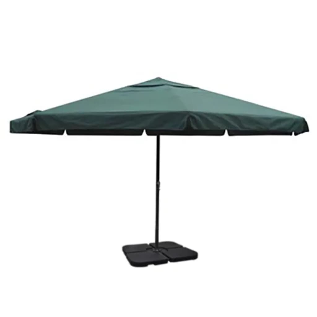 Sombrilla de jardín con base portátil aluminio blanco