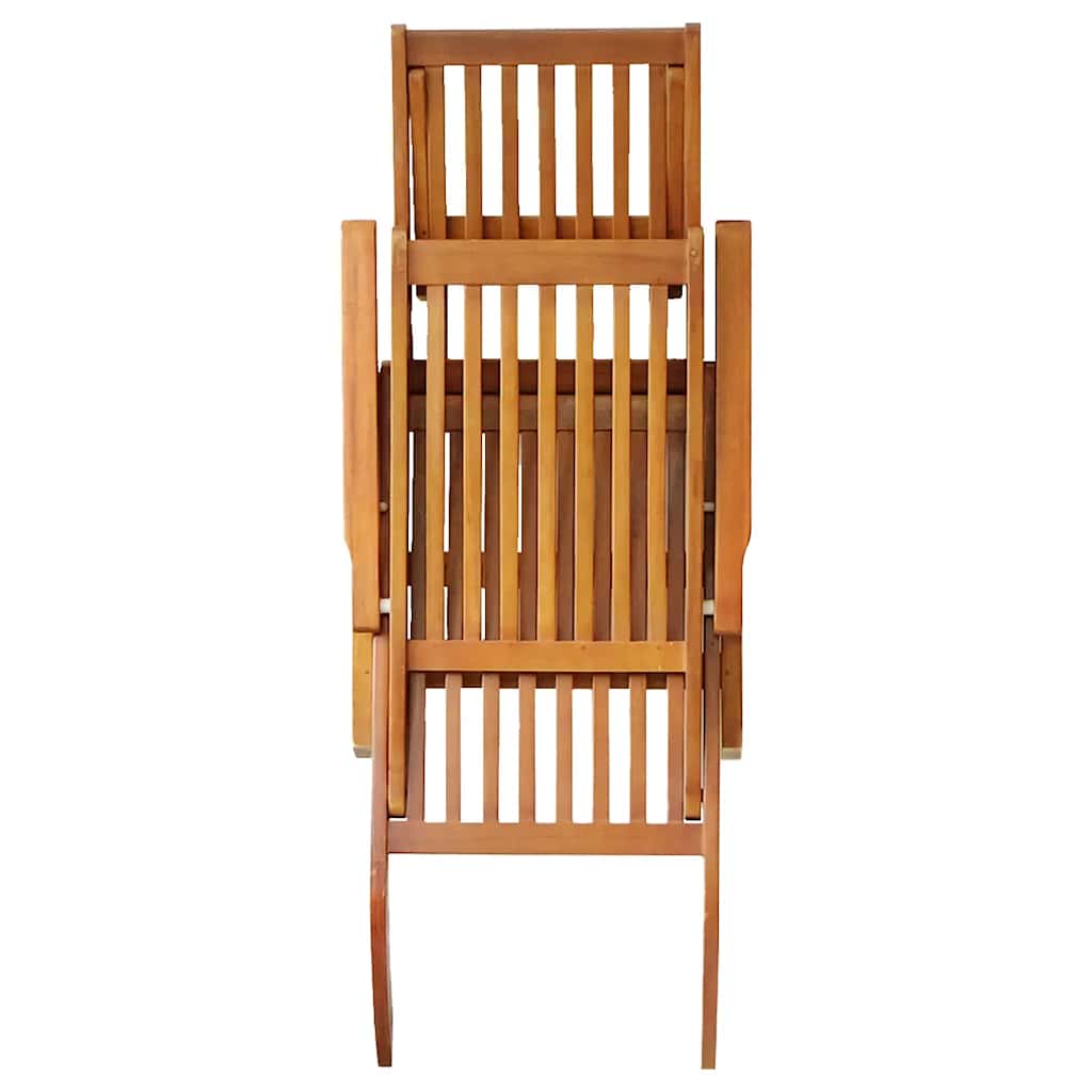 Tumbona de jardín con reposapiés de madera maciza de acacia