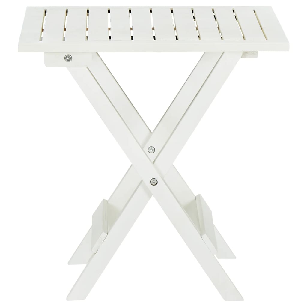 Mesa terraza bistró madera maciza de acacia blanco 46x46x47 cm