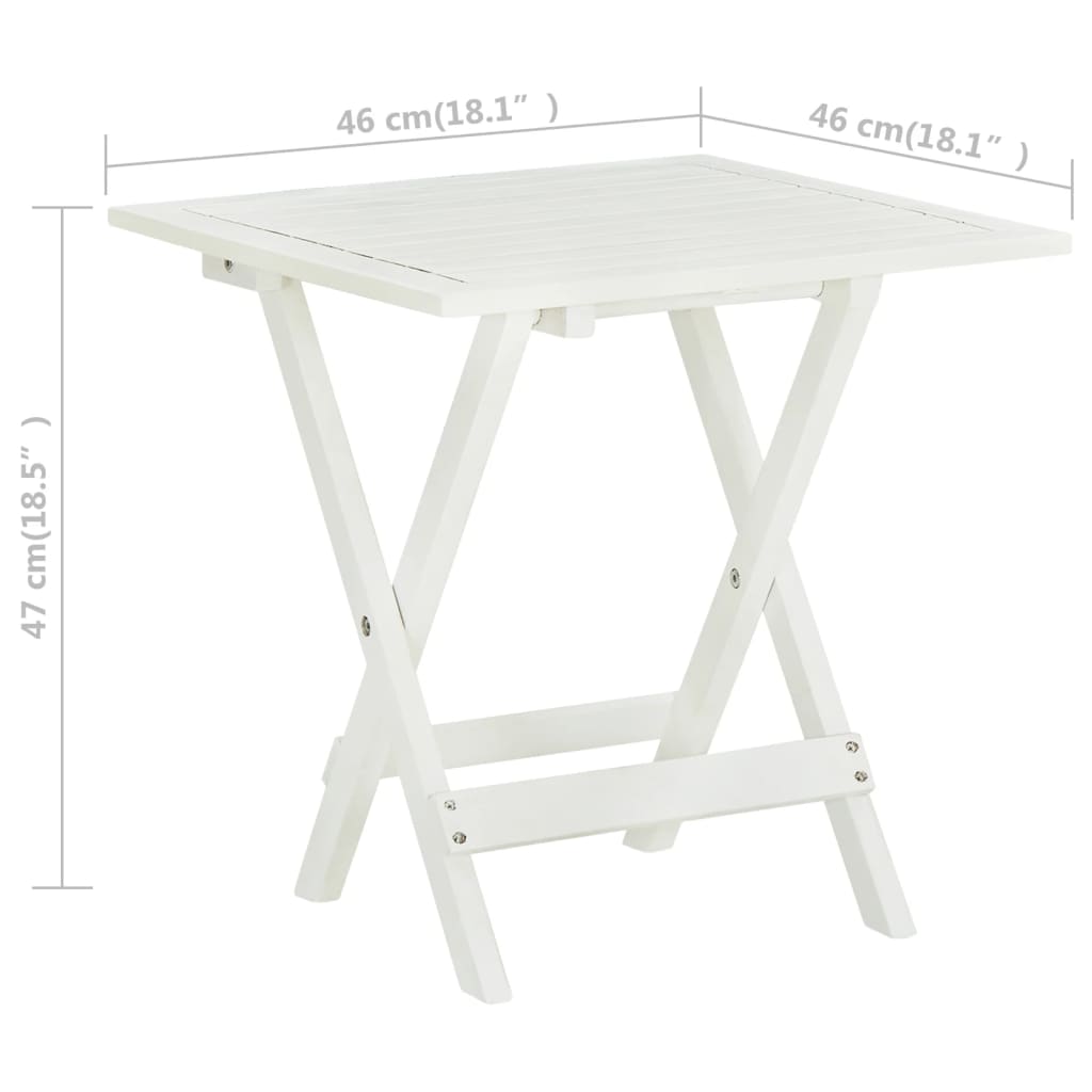 Mesa terraza bistró madera maciza de acacia blanco 46x46x47 cm