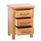 Mesita de noche con 3 cajones madera maciza roble 40x30x54 cm