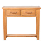 Mesa consola con 2 cajones madera maciza de roble 83x30x73 cm