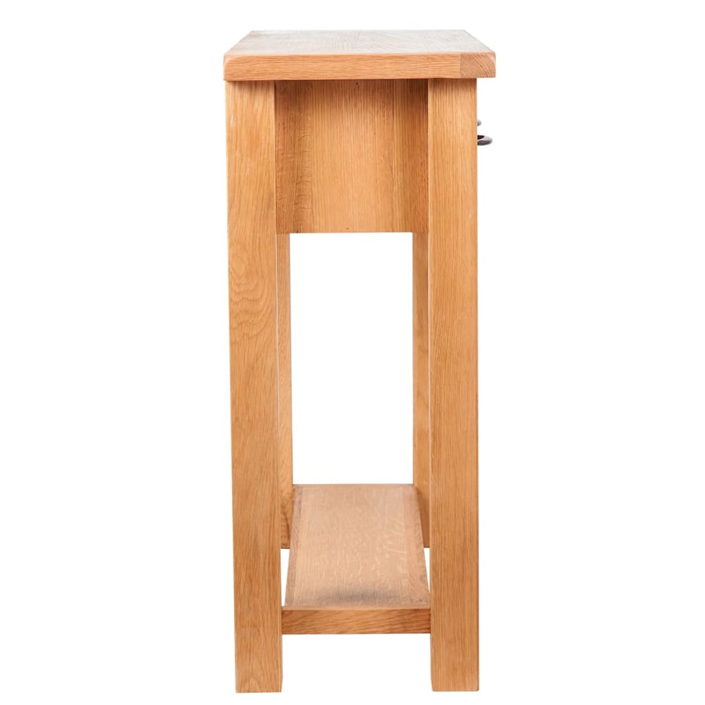 Mesa consola con 2 cajones madera maciza de roble 83x30x73 cm