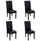 Sillas de comedor 4 unidades cuero sintético negro