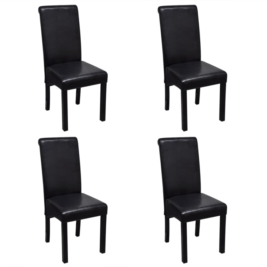 Sillas de comedor 4 unidades cuero sintético negro