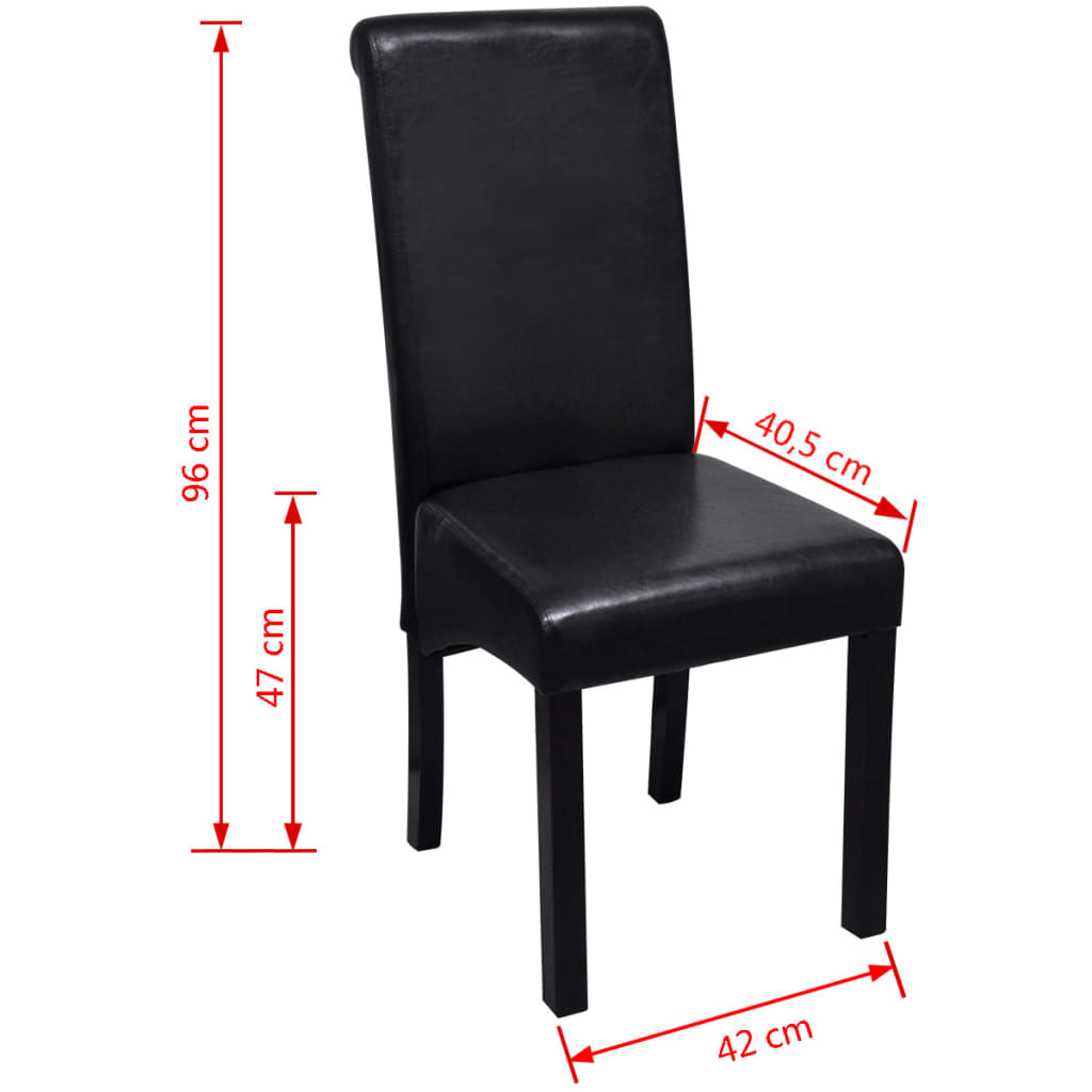 Sillas de comedor 4 unidades cuero sintético negro