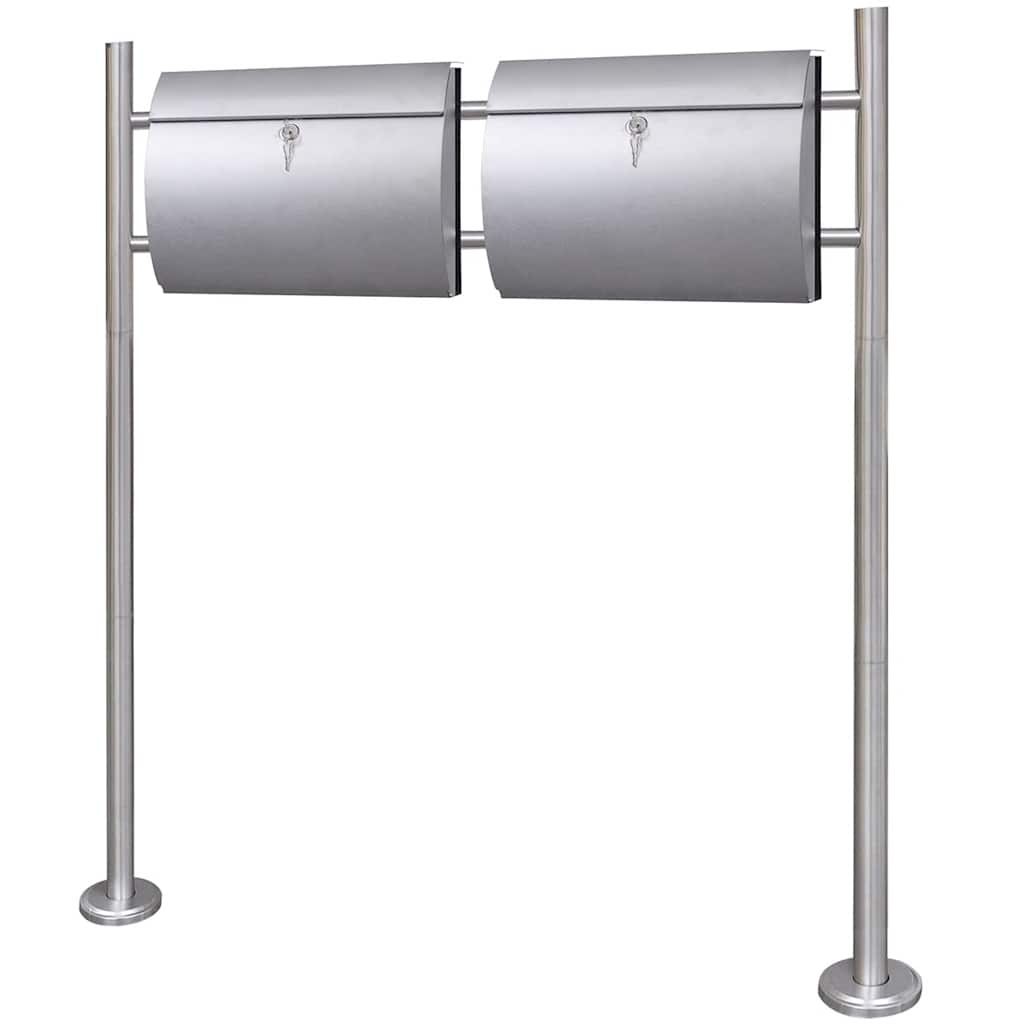 2 mailboxes with stainless steel support