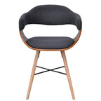 Sillas de comedor 2 unidades madera curvada y tela gris oscuro