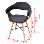 Sillas de comedor 2 unidades madera curvada y tela gris oscuro