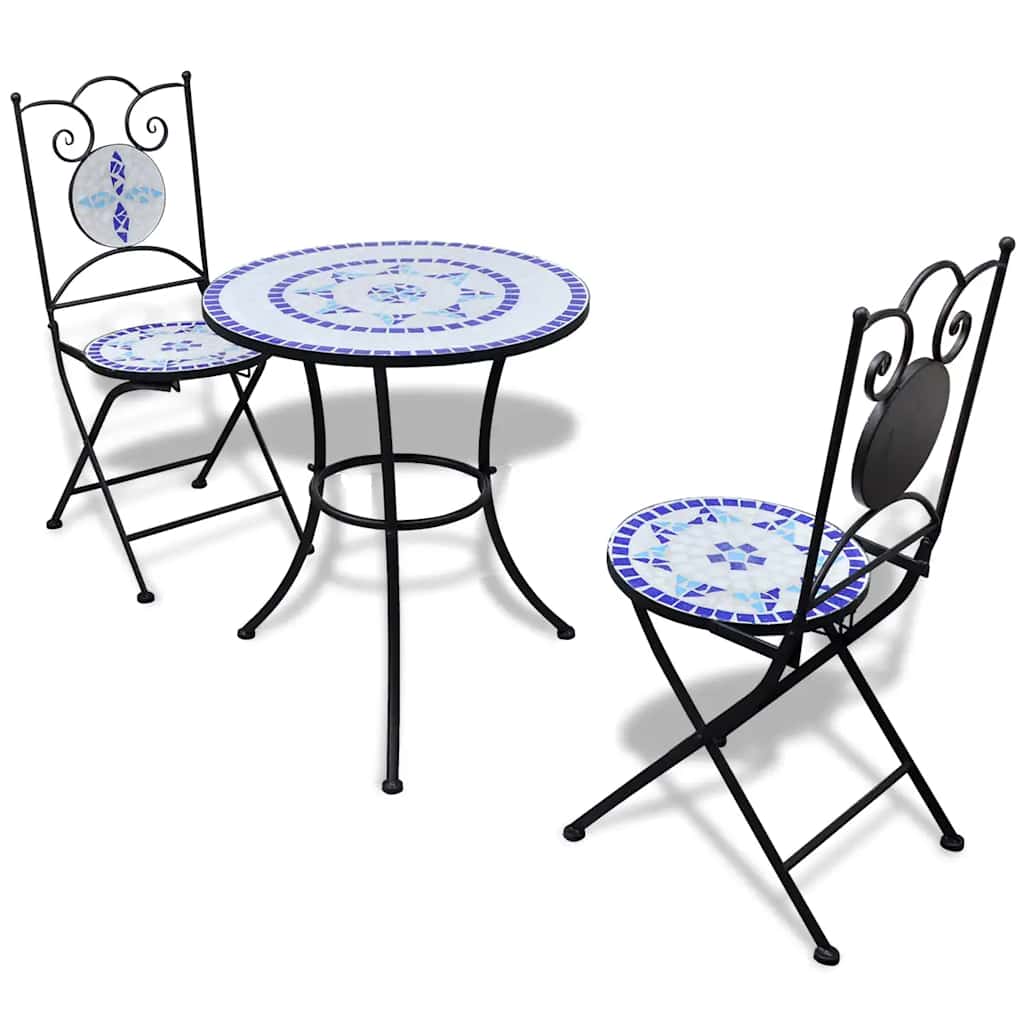 Mesa e cadeiras de bistrô 3 peças com mosaico cerâmica terracota