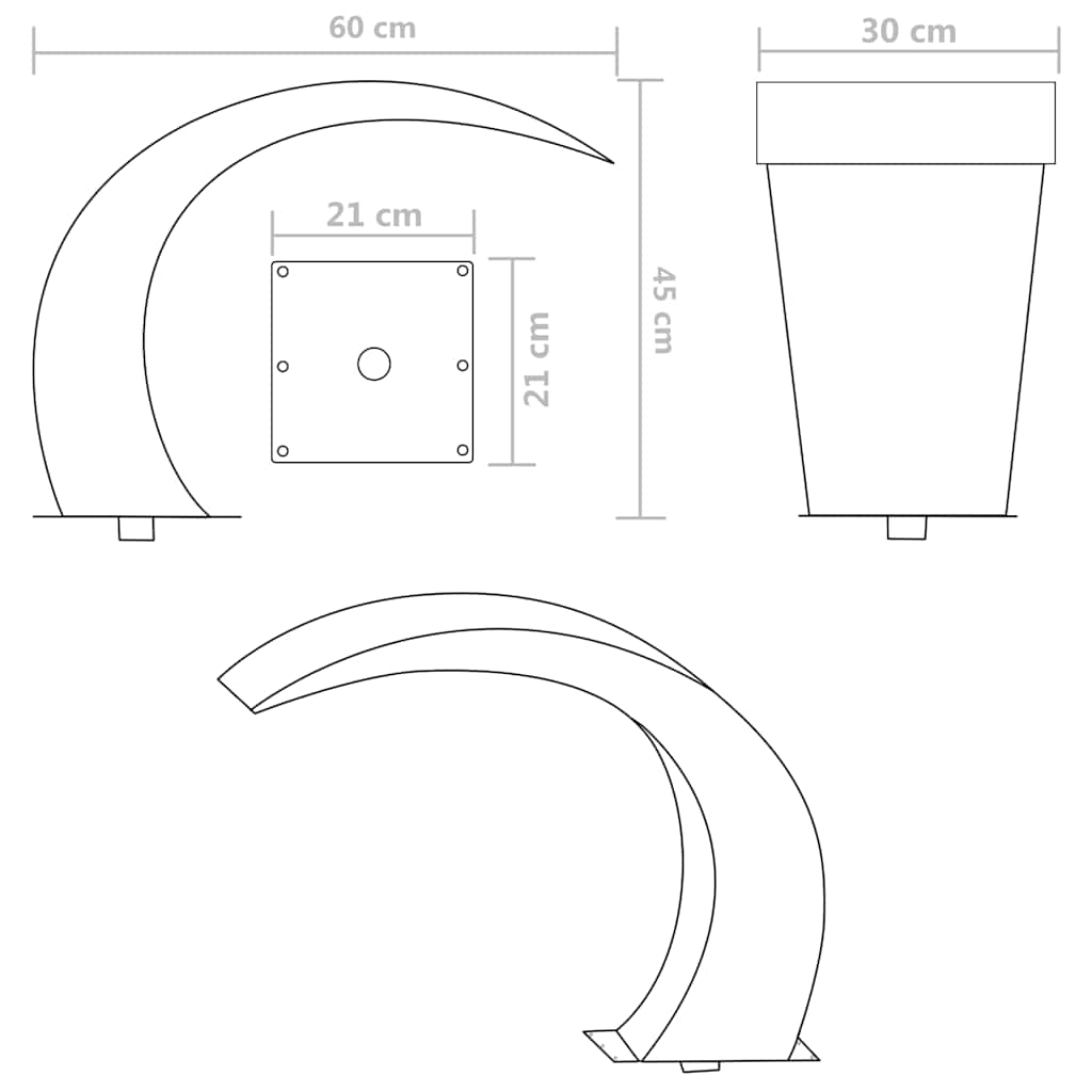 Fuente cascada para piscina de acero inoxidable 45x30x60 cm