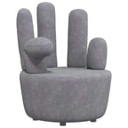 Sillón en forma de mano de terciopelo gris