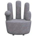 Sillón en forma de mano de terciopelo gris