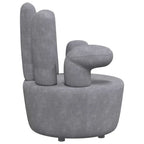 Sillón en forma de mano de terciopelo gris