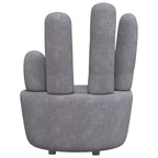 Sillón en forma de mano de terciopelo gris