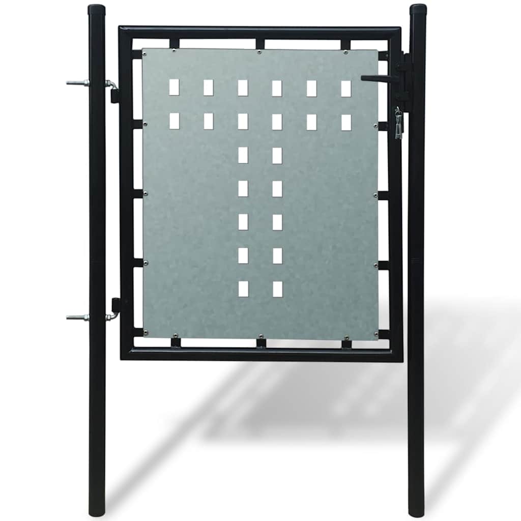 Puerta de valla ASSEN con arco superior de acero, 89x200 cm, negro