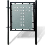 Puerta de valla ASSEN con arco superior de acero, 89x200 cm, negro