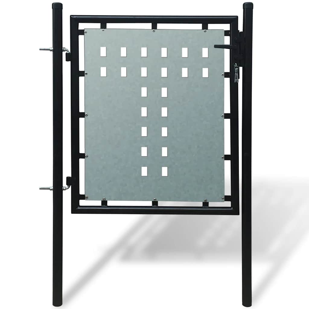 Puerta de valla ASSEN con arco superior de acero, 89x200 cm, negro