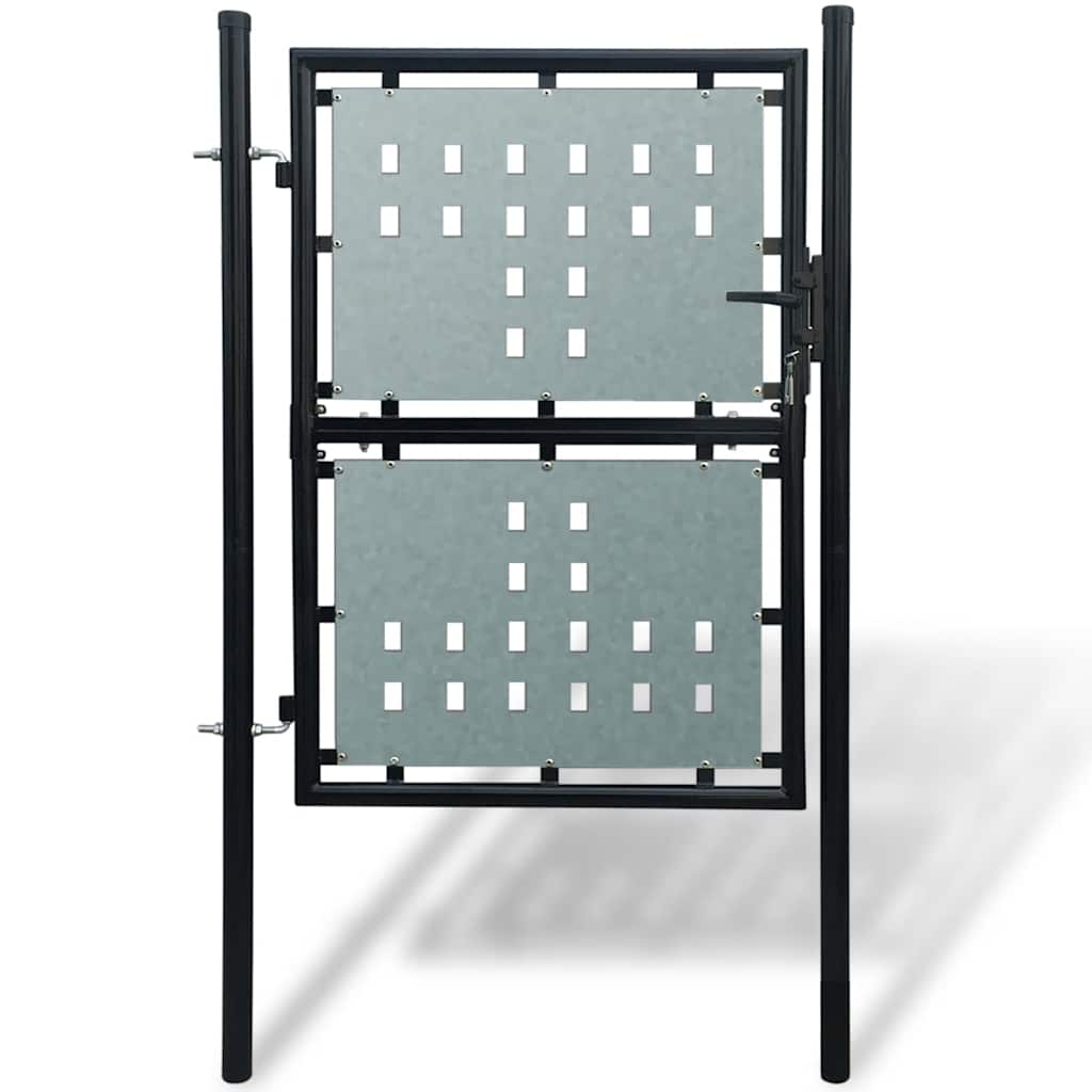 Puerta de valla ASSEN con arco superior de acero, 89x200 cm, negro
