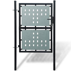 Puerta de valla ASSEN con arco superior de acero, 89x200 cm, negro