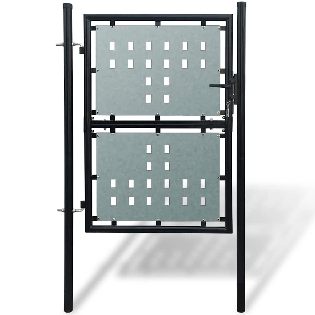 Puerta de valla ASSEN con arco superior de acero, 89x200 cm, negro