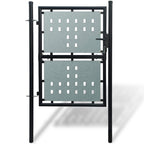 Puerta de valla ASSEN con arco superior de acero, 89x200 cm, negro