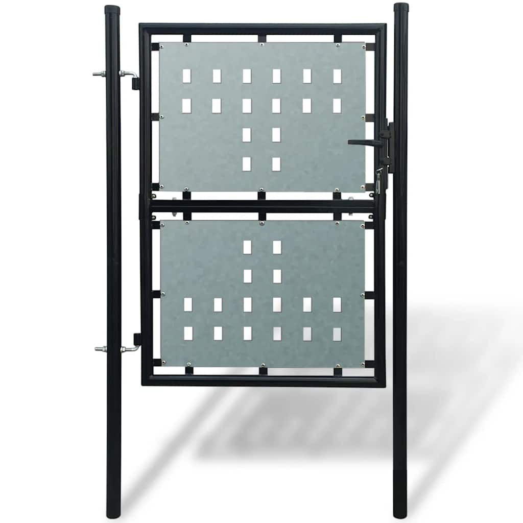 Puerta de valla ASSEN con arco superior de acero, 89x200 cm, negro