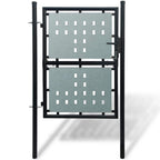 Puerta de valla ASSEN con arco superior de acero, 89x200 cm, negro