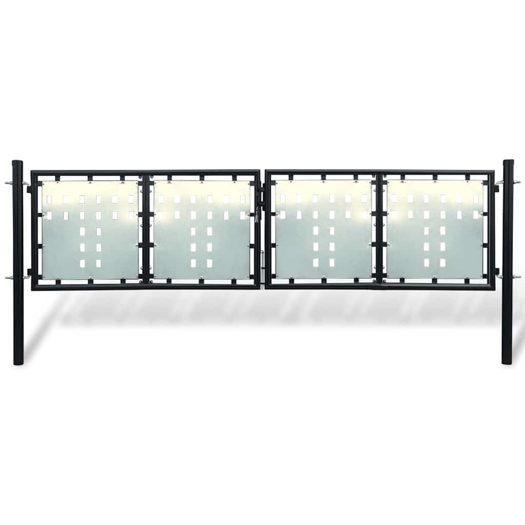 Puerta de valla ASSEN con arco superior de acero, 89x200 cm, negro