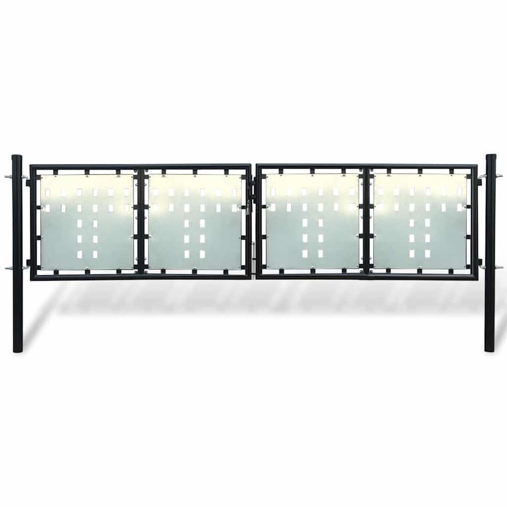 Puerta de valla ASSEN con arco superior de acero, 89x200 cm, negro