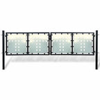 Puerta de valla ASSEN con arco superior de acero, 89x200 cm, negro