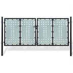 Puerta de valla ASSEN con arco superior de acero, 89x200 cm, negro