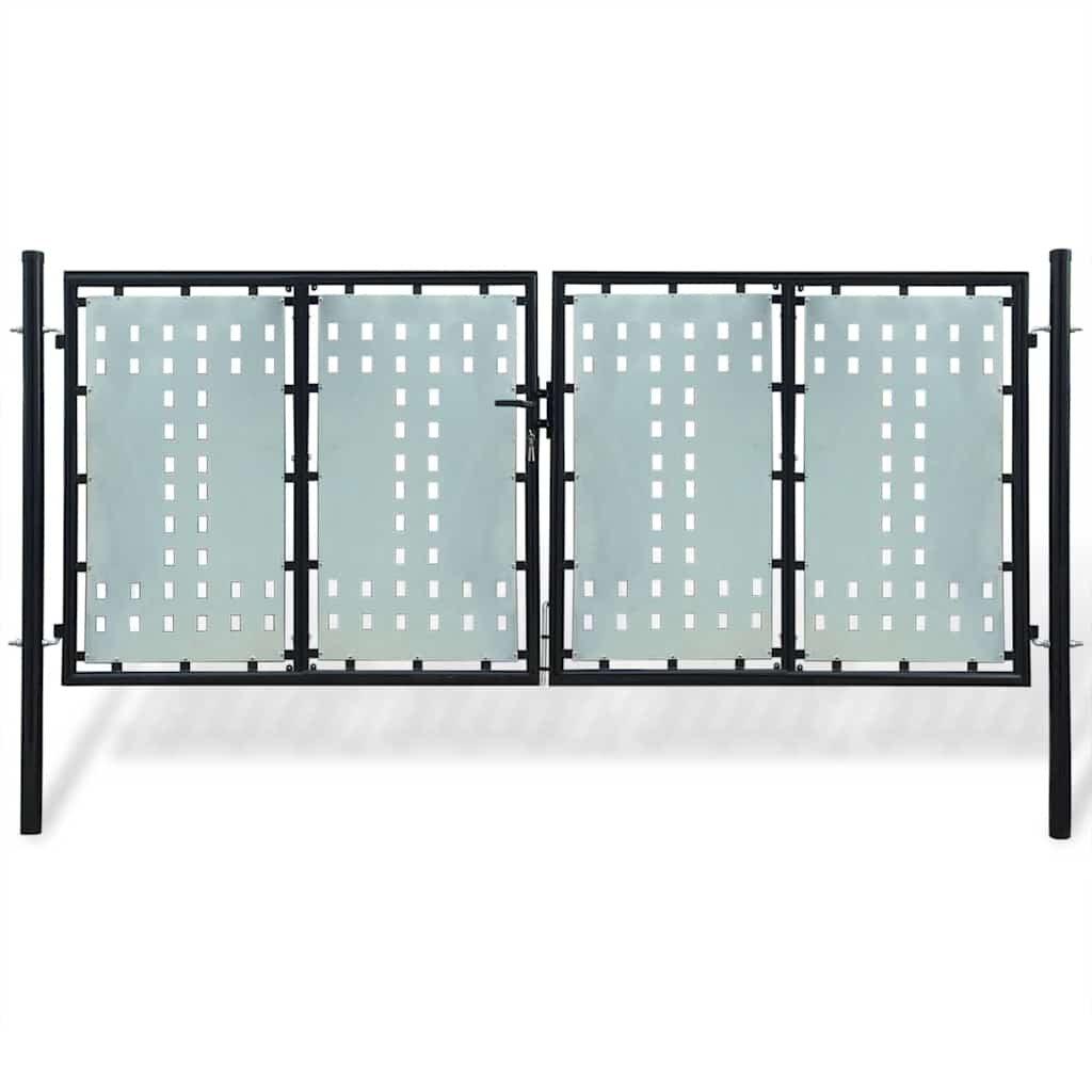 Puerta de valla ASSEN con arco superior de acero, 89x200 cm, negro