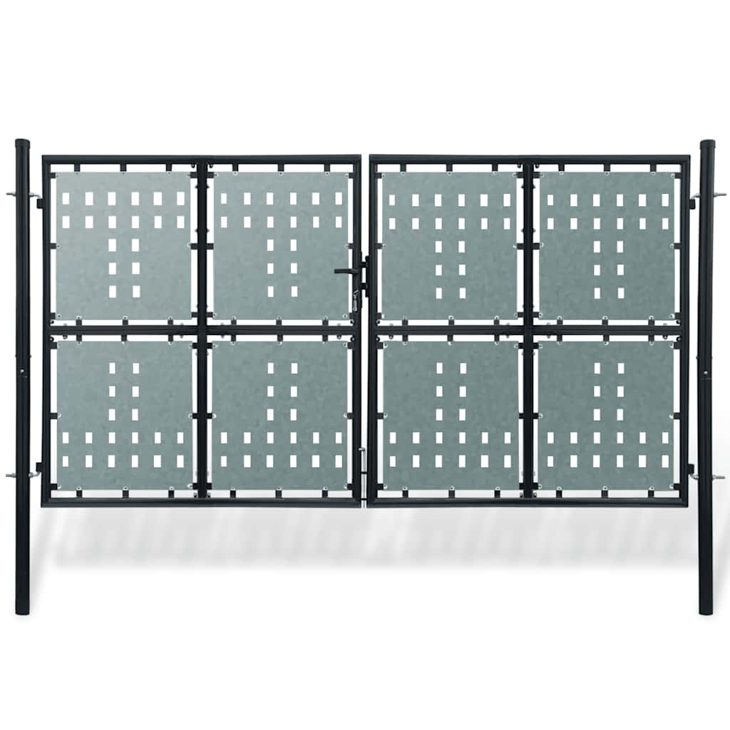 Puerta de valla ASSEN con arco superior de acero, 89x200 cm, negro