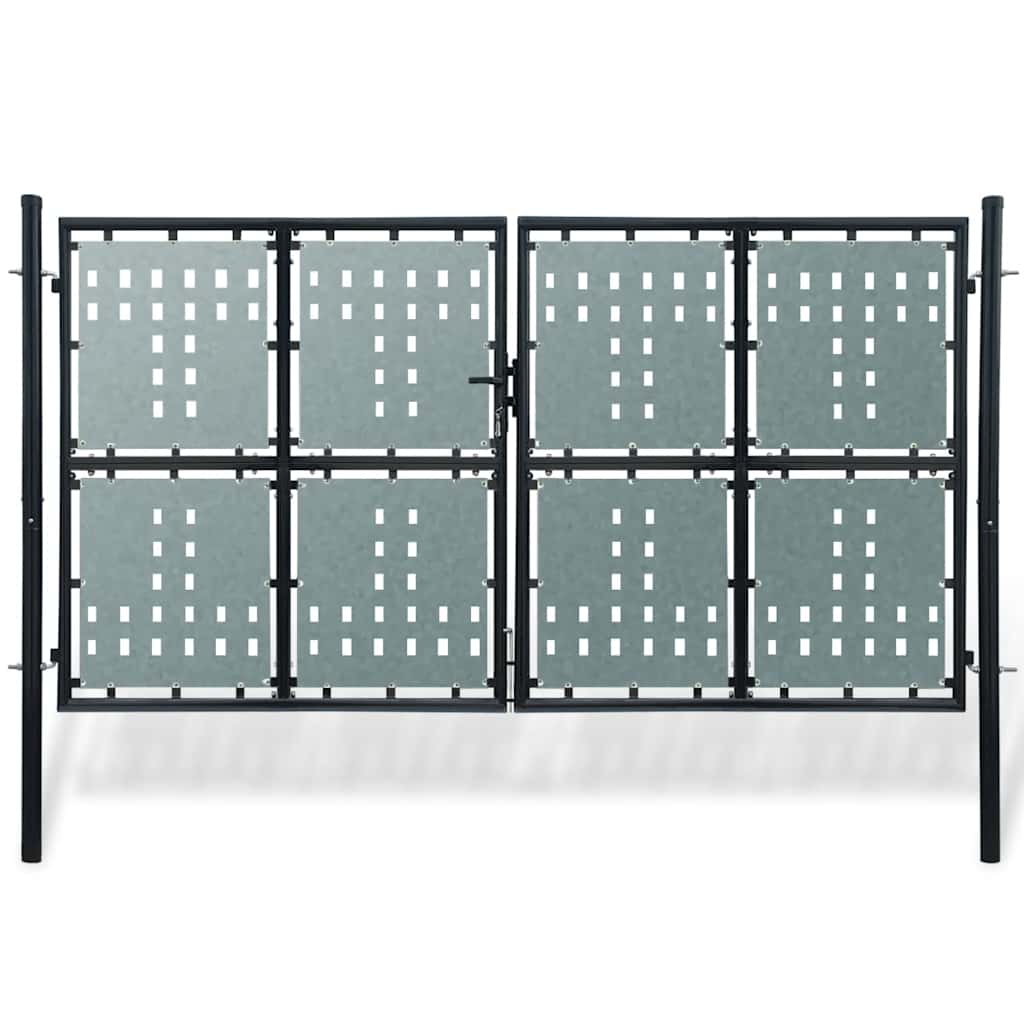 Puerta de valla ASSEN con arco superior de acero, 89x200 cm, negro