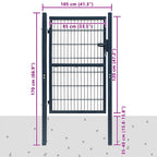 Puerta de valla 2D (individual) Gris antracita 100x120 cm