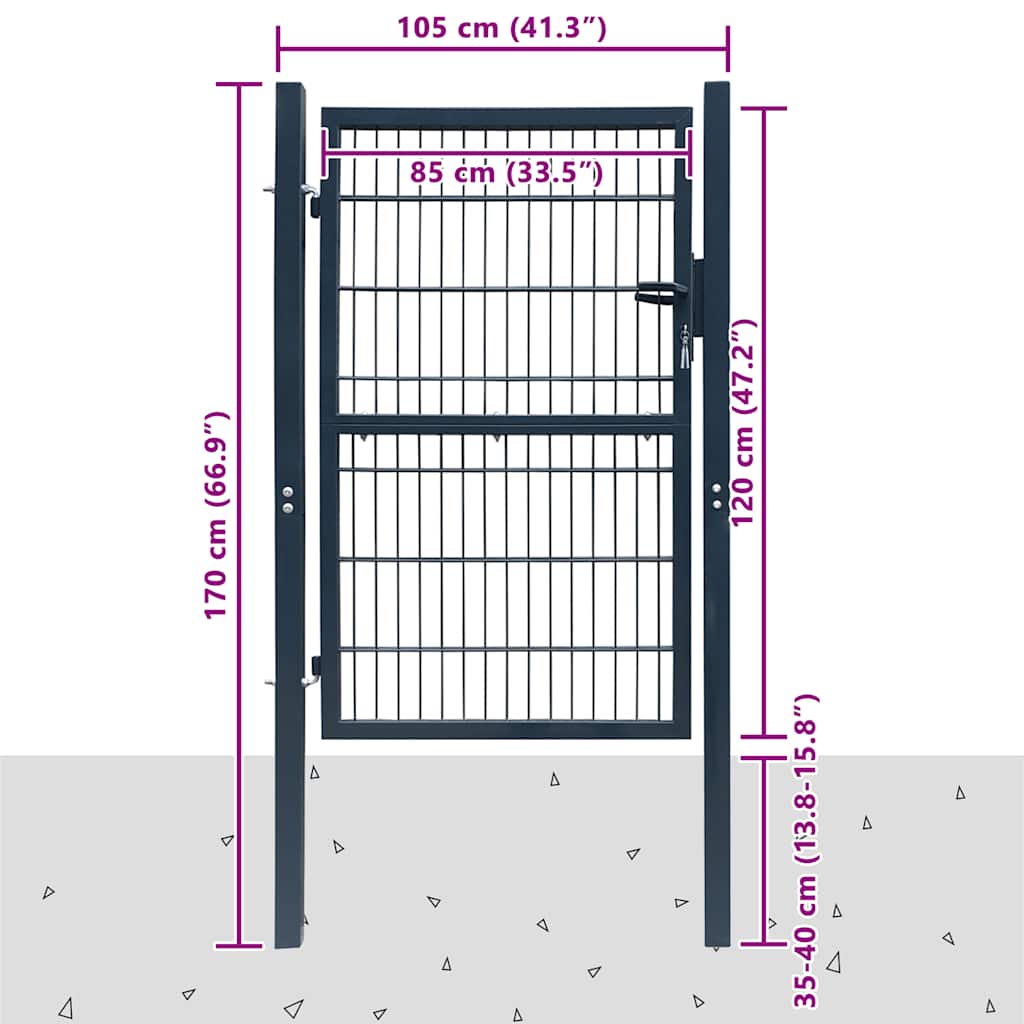 Puerta de valla 2D (individual) Gris antracita 100x120 cm