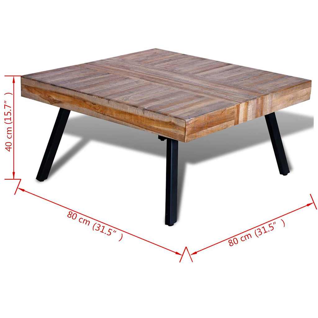 Mesa de centro cuadrada madera de teca reciclada