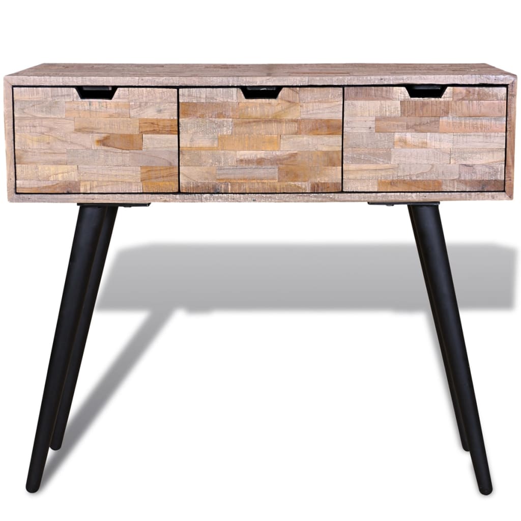 Mesa consola con 3 cajones de madera de teca reciclada