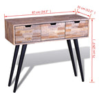 Mesa consola con 3 cajones de madera de teca reciclada