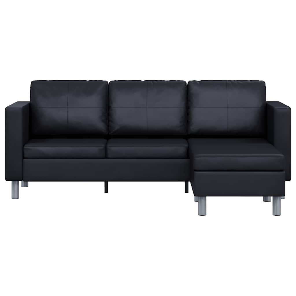 Sofá modular de 3 plazas de cuero artificial negro