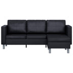 Sofá modular de 3 plazas de cuero artificial negro