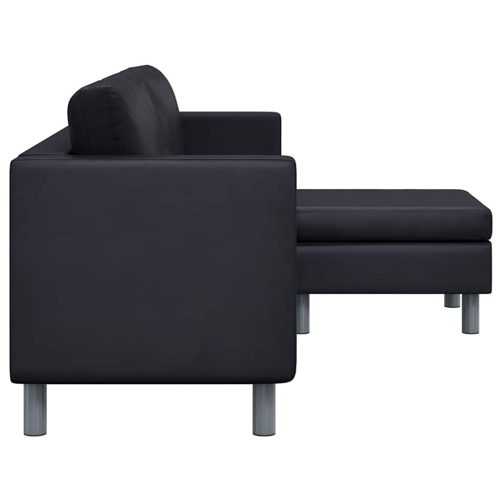 Sofá modular de 3 plazas de cuero artificial negro