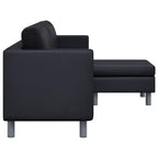Sofá modular de 3 plazas de cuero artificial negro