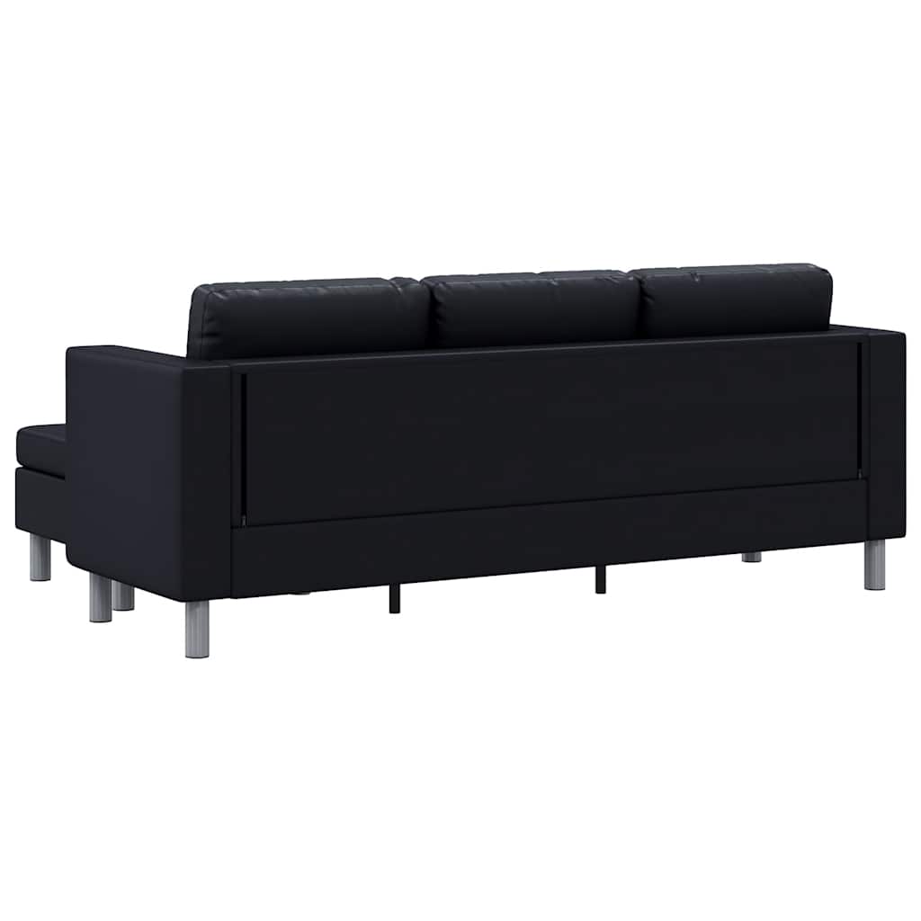 Sofá modular de 3 plazas de cuero artificial negro