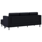 Sofá modular de 3 plazas de cuero artificial negro