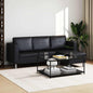 3-seater black faux leather modular sofa